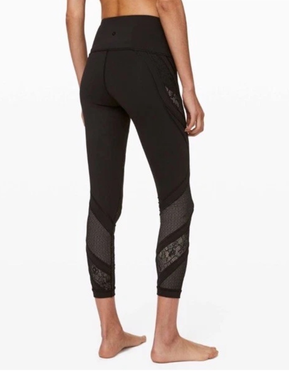 Lululemon Black leggings  Wunder Under Lace High Rise tights size 6 - Picture 6 of 16